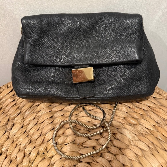 Black Soft Fold Over Chain Leather Bag - & Other Stories - Picture 1 of 5
